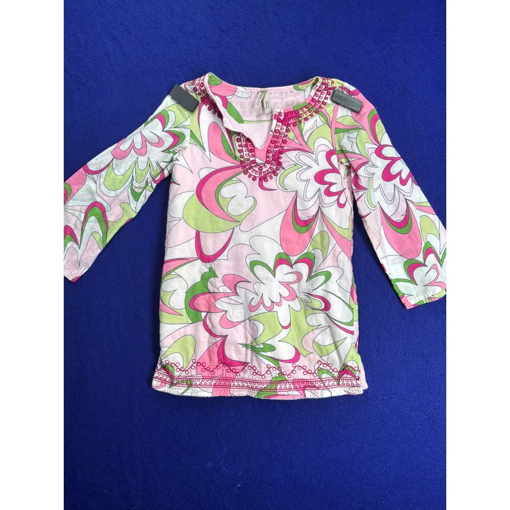 Boho Girls Old Navy Floral Terry Lined Swim Cover Up 5T Pink Green